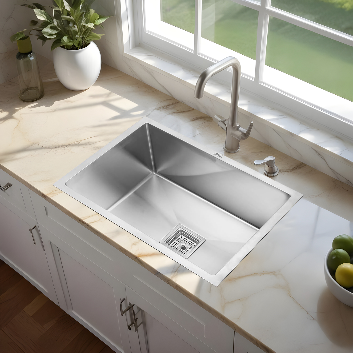 Handmade Single Bowl Kitchen Sink (21 x 18 x 9 Inches) - LIPKA