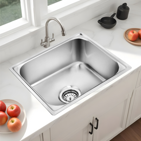 Square Single Bowl 304-Grade Kitchen Sink (24 x 18 x 9 Inches) - LIPKA - Lipka Home