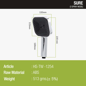 Sure Multi Flow Hand Shower with Wall Hook & 304-Grade Shower Tube - LIPKA - Lipka Home