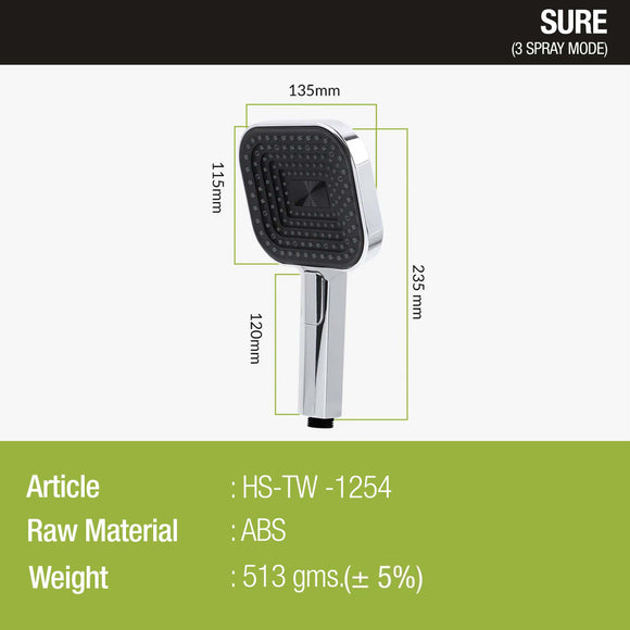 Sure Multi Flow Hand Shower with Wall Hook & 304-Grade Shower Tube - LIPKA - Lipka Home