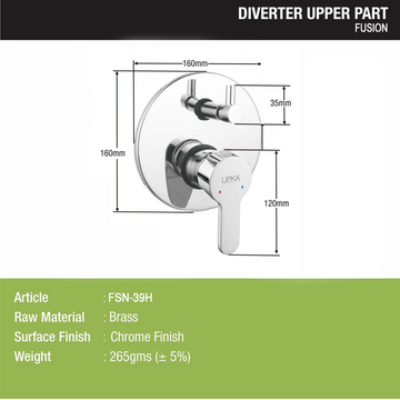 Fusion Diverter Upper Part (Compatible with 2-Inlet High Flow & 3 Inlet Diverter Body) - LIPKA - Lipka Home