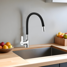 Fusion Swan Neck Brass Faucet with Flexible Silicone Spout (Black) - LIPKA - Lipka Home