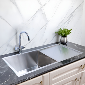 Handmade Single Bowl 304-Grade Kitchen Sink with Drainboard (45 x 20 x 10 Inches) - LIPKA - Lipka Home