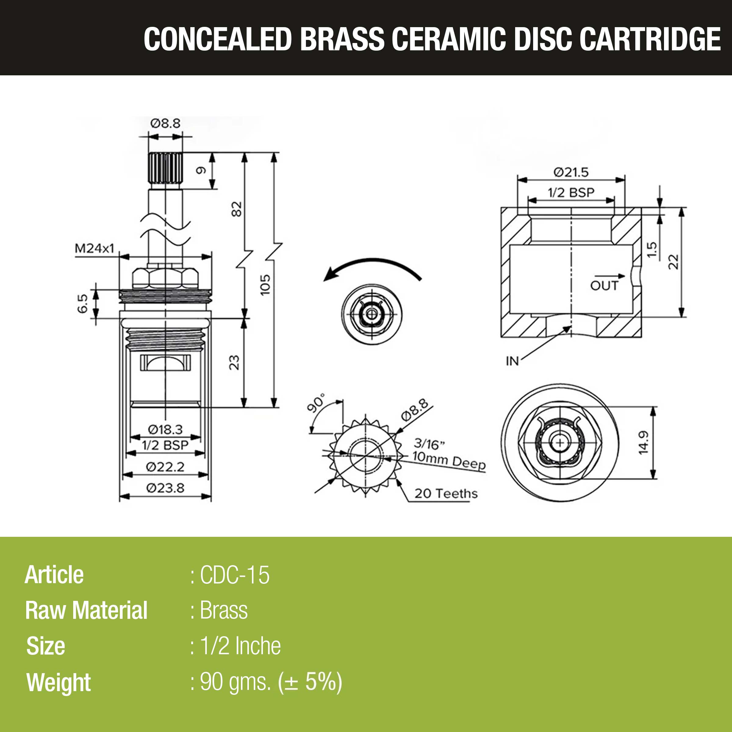 Ceramic Cartridge (15mm) - by LIPKA - 0