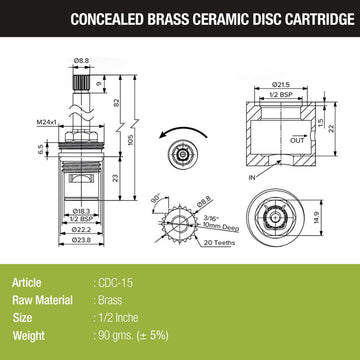 Ceramic Cartridge (15mm) - by LIPKA - Lipka Home