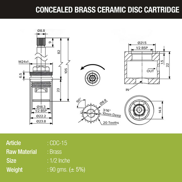 Ceramic Cartridge (15mm) - by LIPKA - Lipka Home