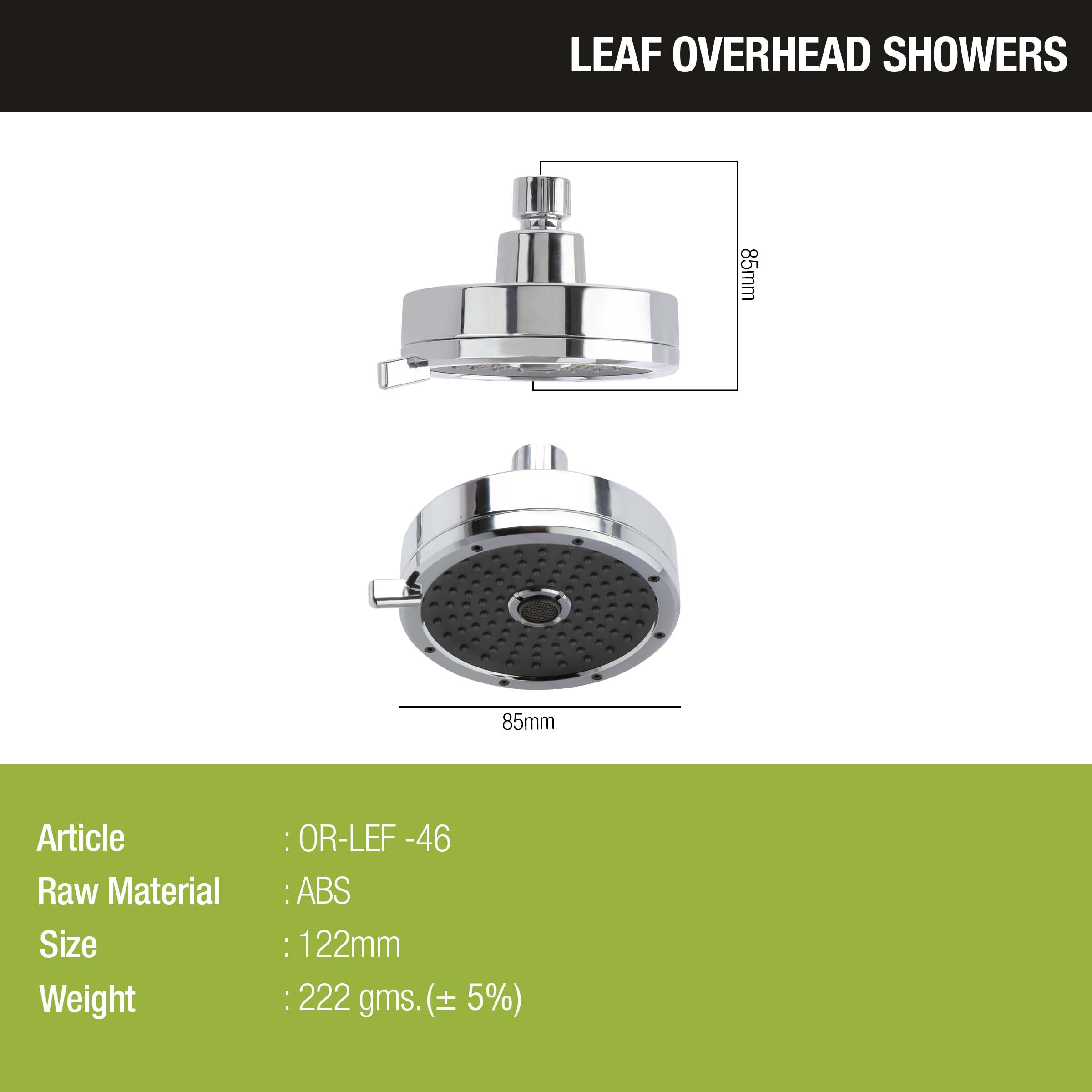 Leaf Multi-flow ABS Overhead Shower (5 Inches) - LIPKA