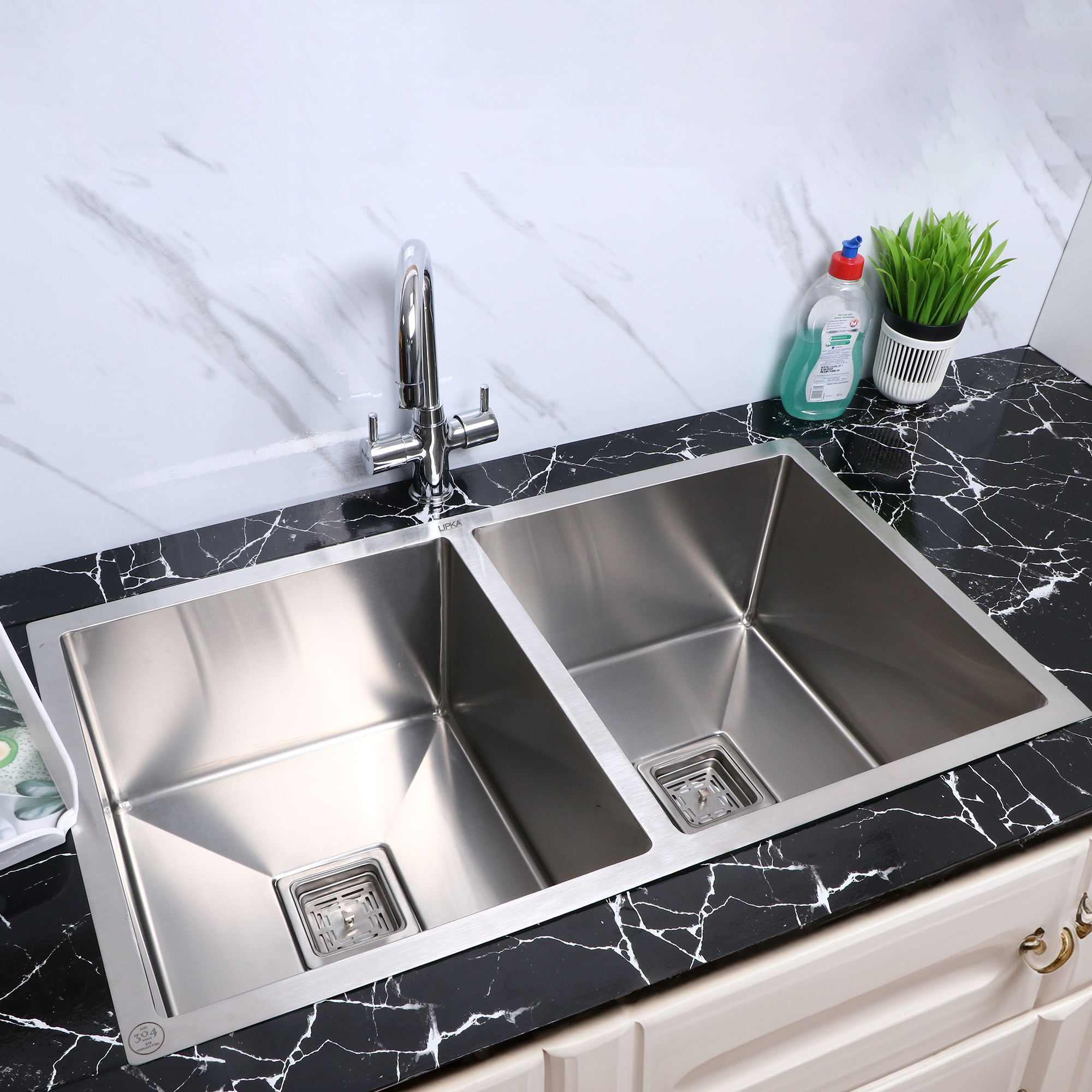 Handmade Double Bowl Kitchen Sink (37 x 18 x 10 Inches) - LIPKA