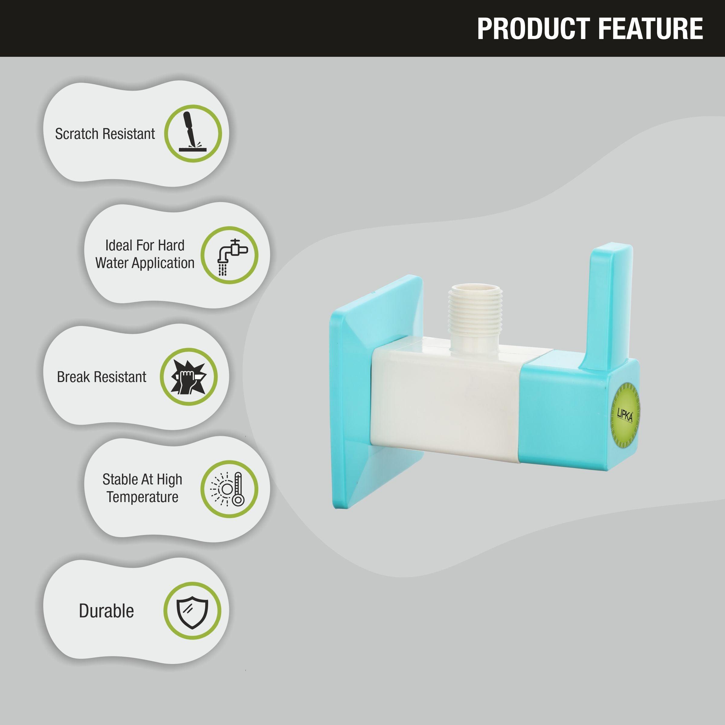 Aura Angle Valve PTMT Faucet features