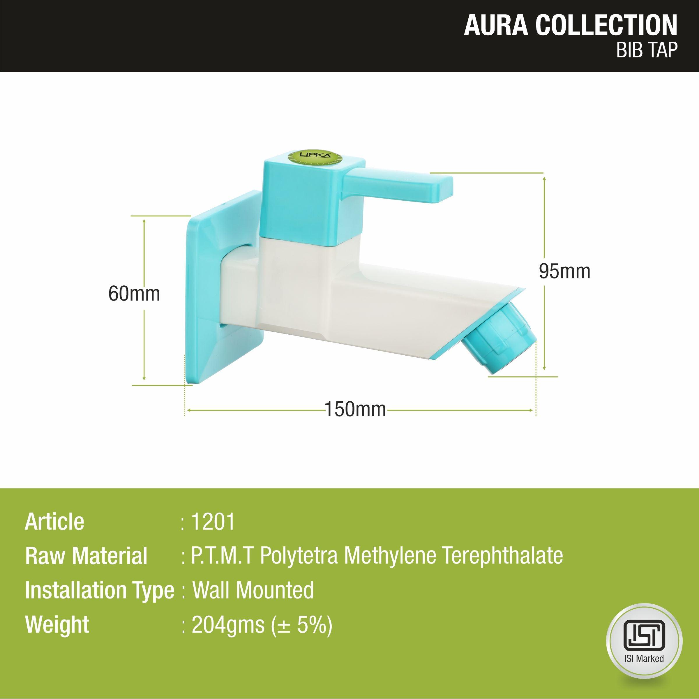 Aura Bib Tap PTMT Faucet sizes and description