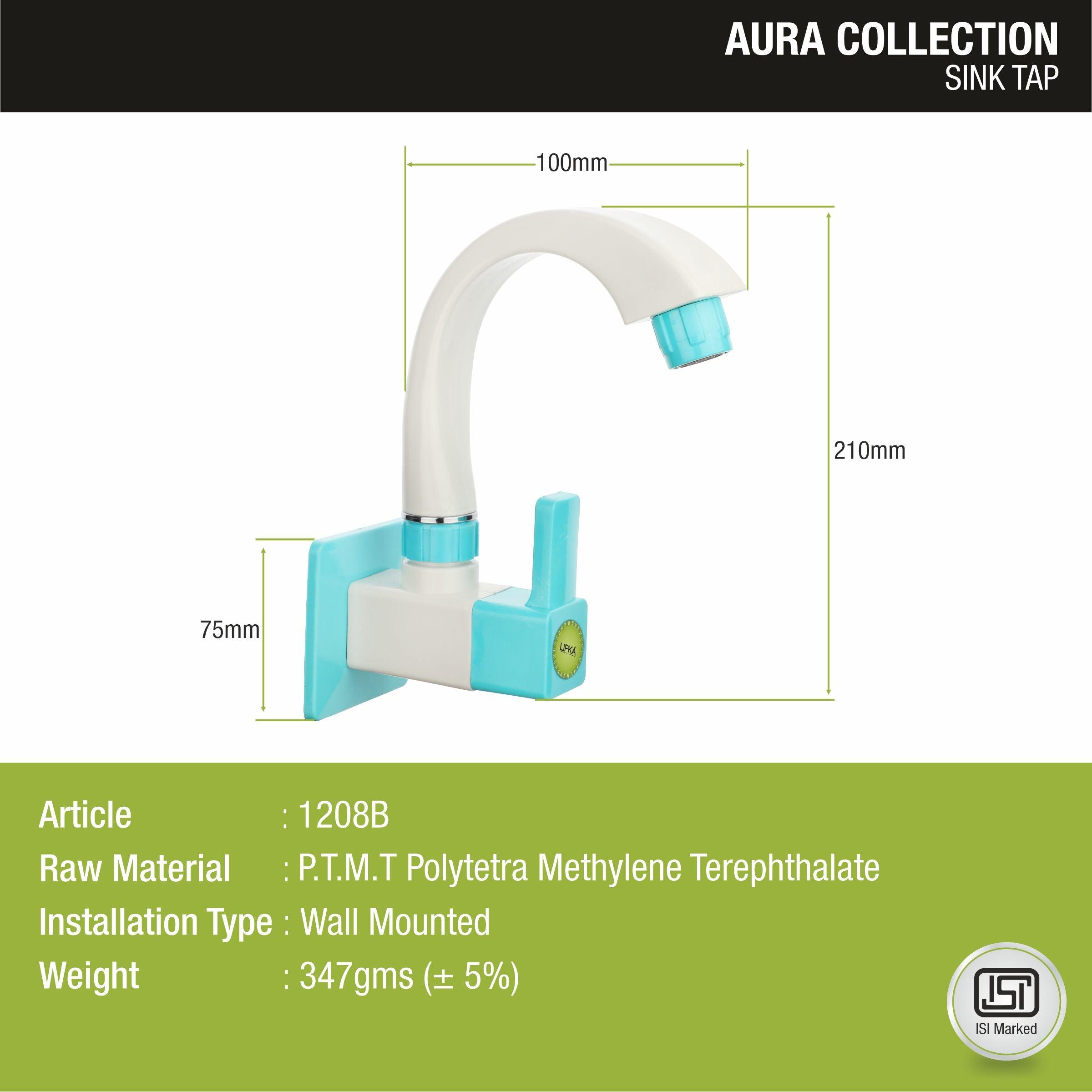 Aura Sink Tap with Swivel Spout PTMT Faucet sizes and dimensions