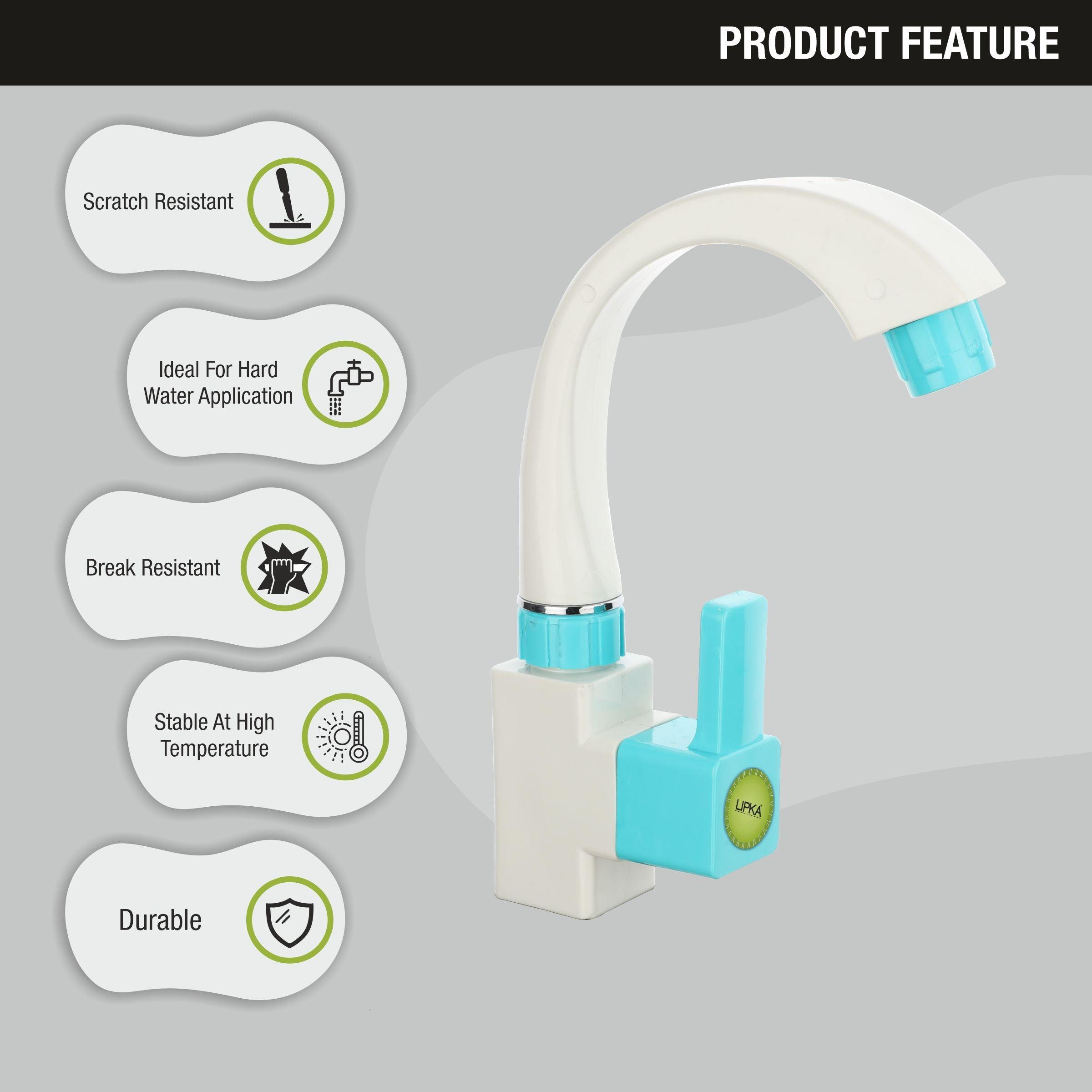 Aura PTMT Swan Neck Faucet features
