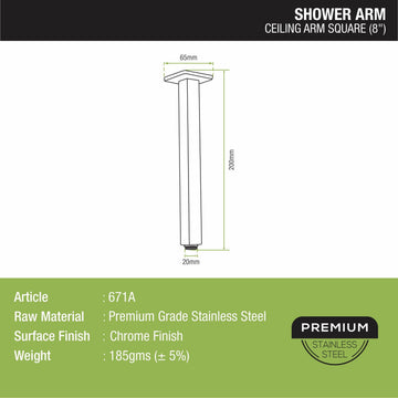Ceiling Shower Arm (8 Inches) - LIPKA - Lipka Home