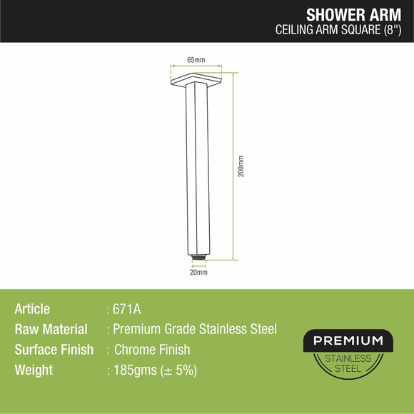 Ceiling Shower Arm (8 Inches) - LIPKA - Lipka Home