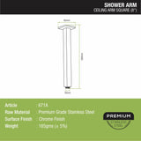 Ceiling Arm Square (8 Inches) sizes and dimensions