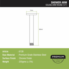 Ceiling Round Shower Arm (12 Inches) - LIPKA - Lipka Home