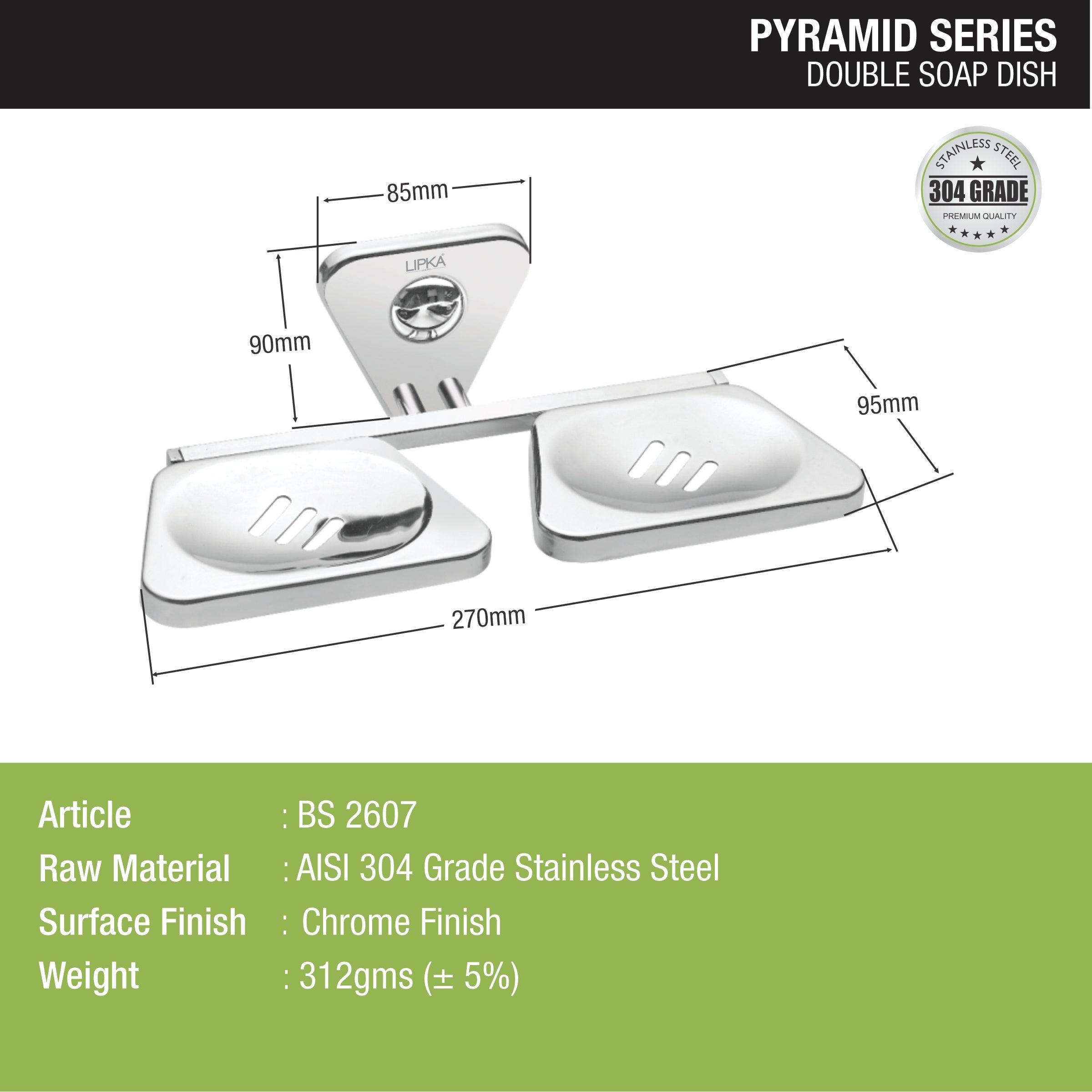 Pyramid 304-Grade Double Soap Dish size and dimension 