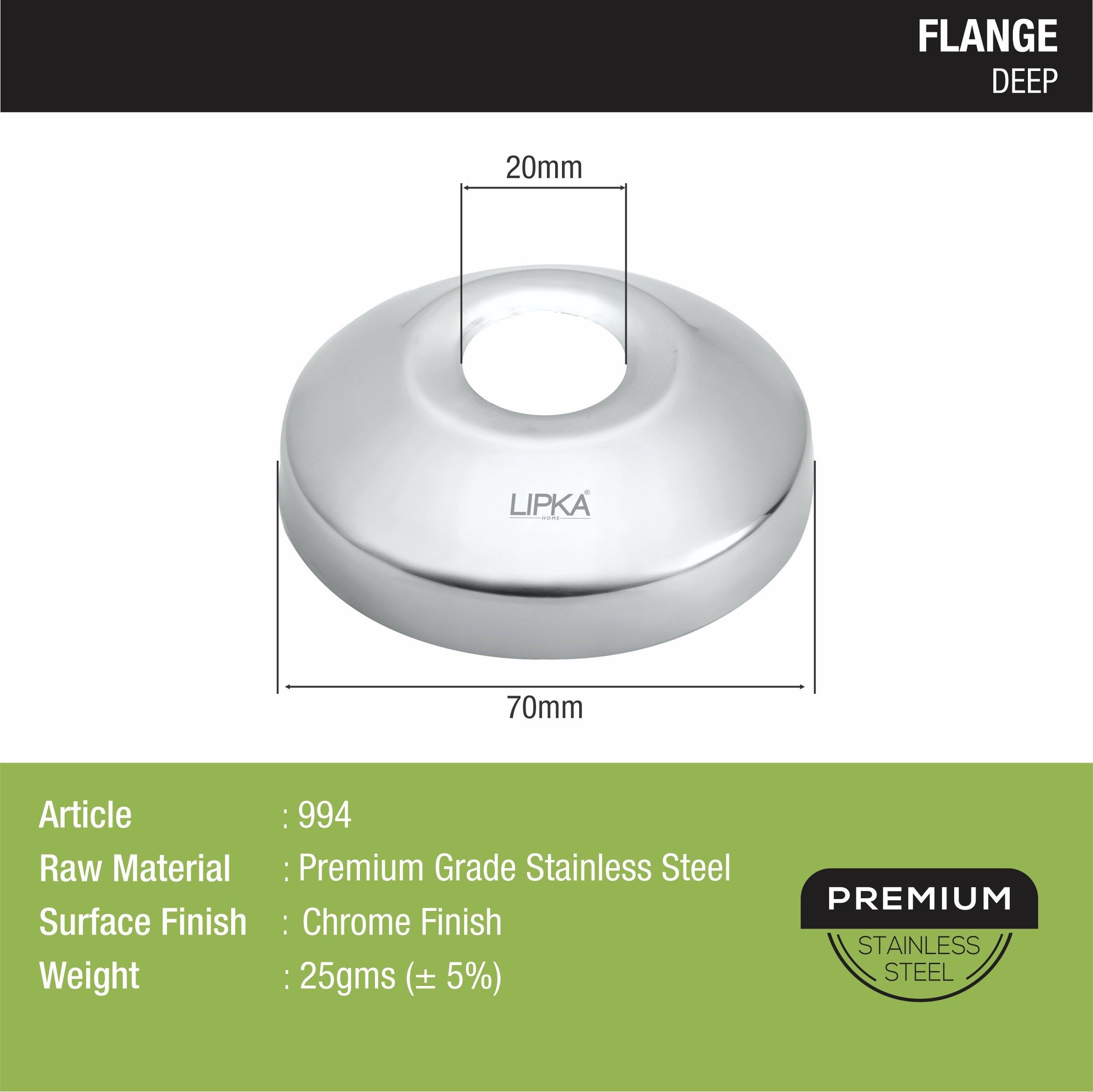Deep Flange sizes and dimensions