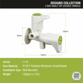Designo Two Way Angle Valve PTMT Faucet (Double Handle) - LIPKA - Lipka Home