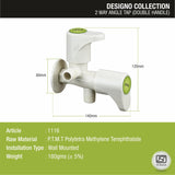 Designo Two Way Angle Valve PTMT Faucet (Double Handle) sizes and dimensions