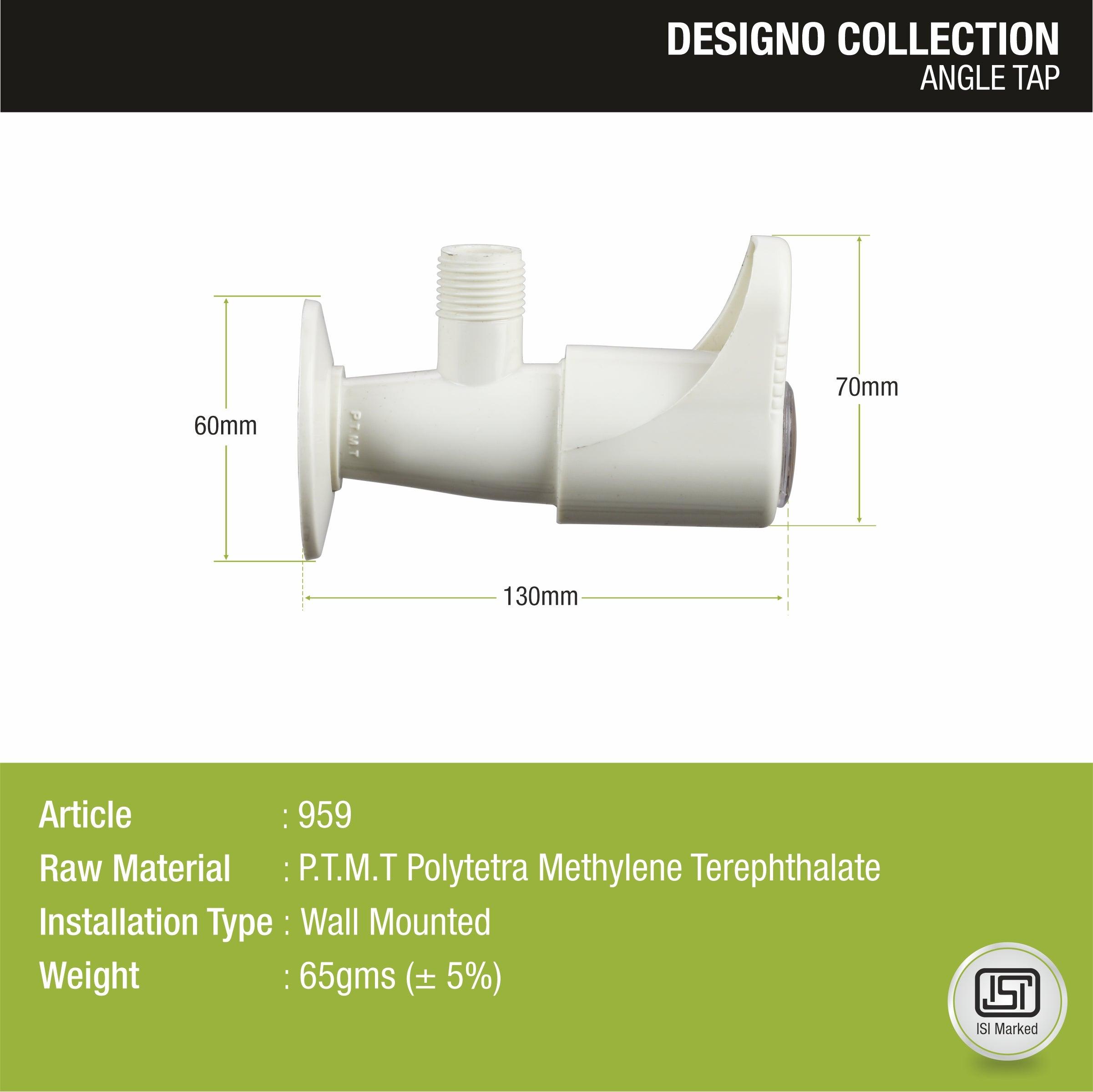 Designo Angle Valve PTMT Faucet sizes and dimensions