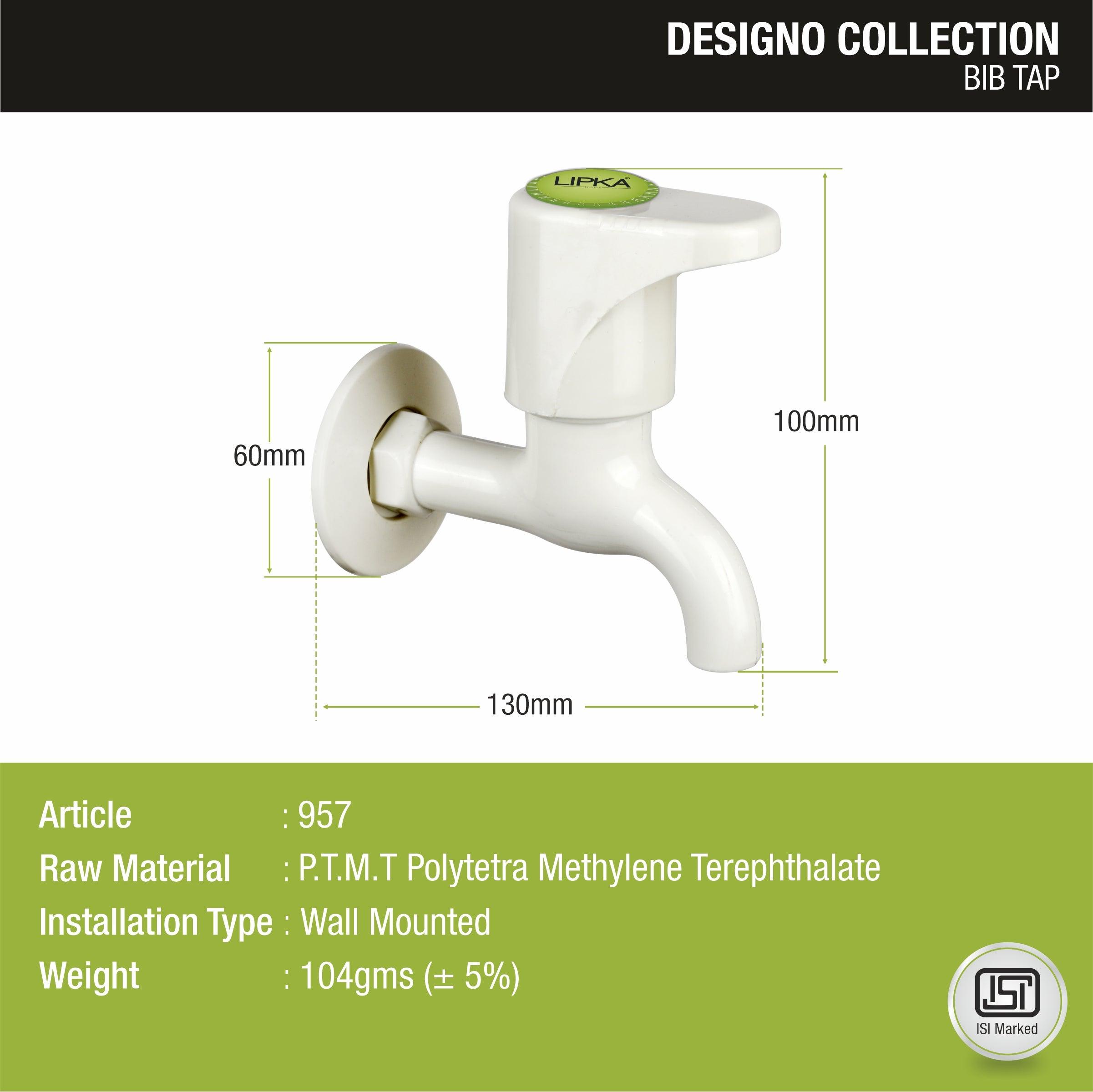 Designo Bib Tap PTMT Faucet sizes and descriptions