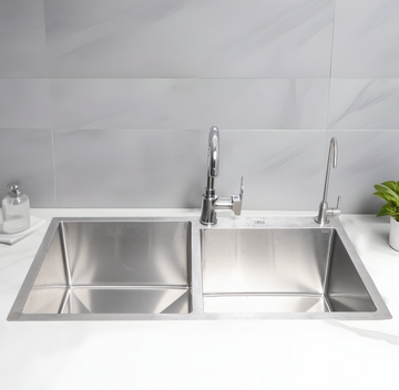 Handmade Double Bowl 304-Grade Kitchen Sink with Tap Hole (45 x 20 x 10 Inches) - LIPKA - Lipka Home