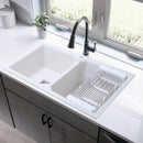 Crystal White Quartz Double Bowl Kitchen Sink (37 x 18 x 9 Inches) - LIPKA - Lipka Home