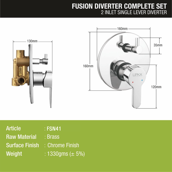 Fusion 2-inlet Single Lever Diverter (Complete Set)- LIPKA - Lipka Home