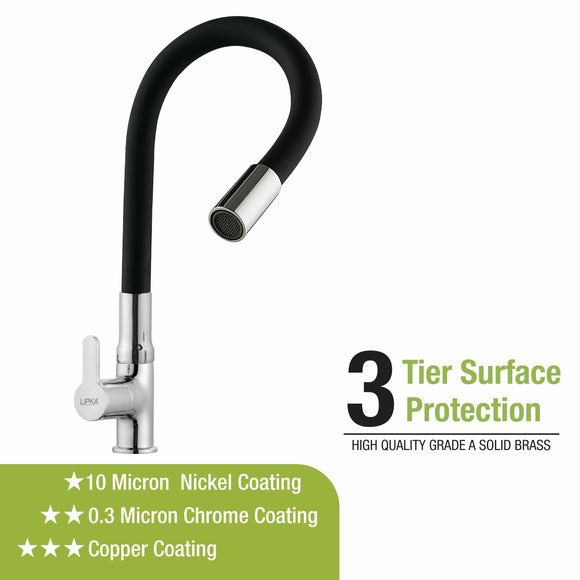 Fusion Swan Neck Brass Faucet with Flexible Silicone Spout (Black) - LIPKA - Lipka Home