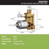 3-inlet Five Way Diverter (Only Body) sizes and dimensions