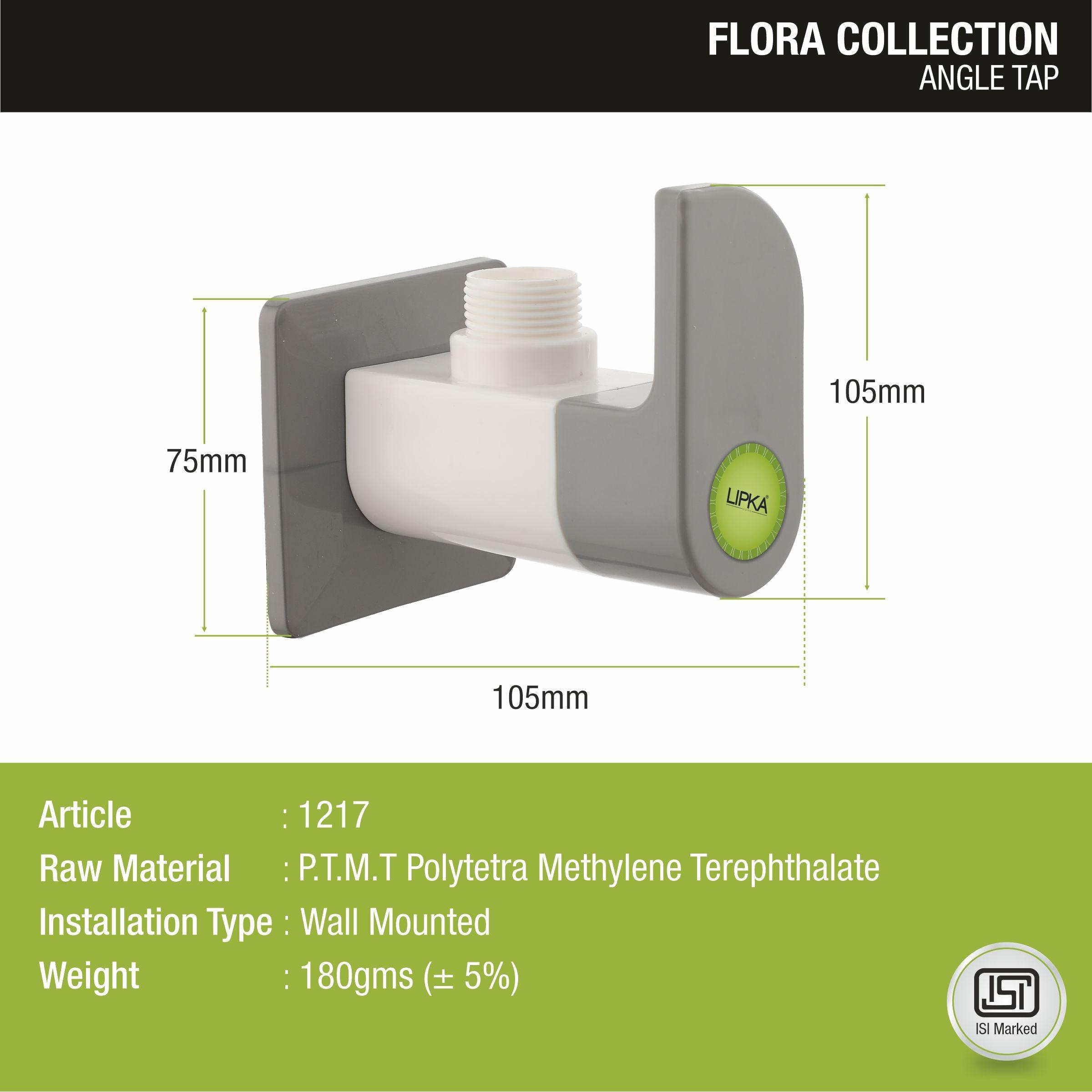 Flora Angle Valve PTMT Faucet sizes and dimensions