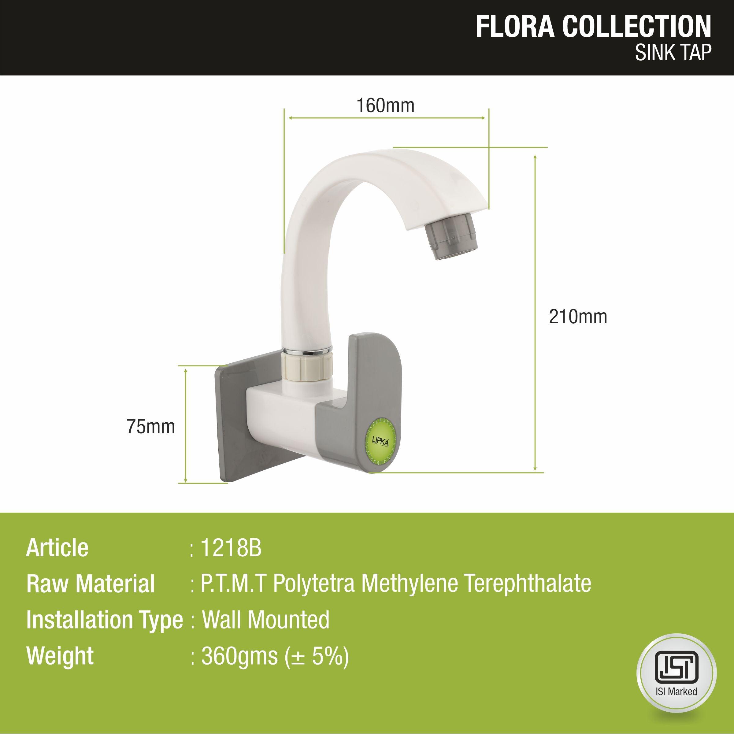 Flora Sink Tap with Swivel Spout PTMT Faucet sizes and dimensions