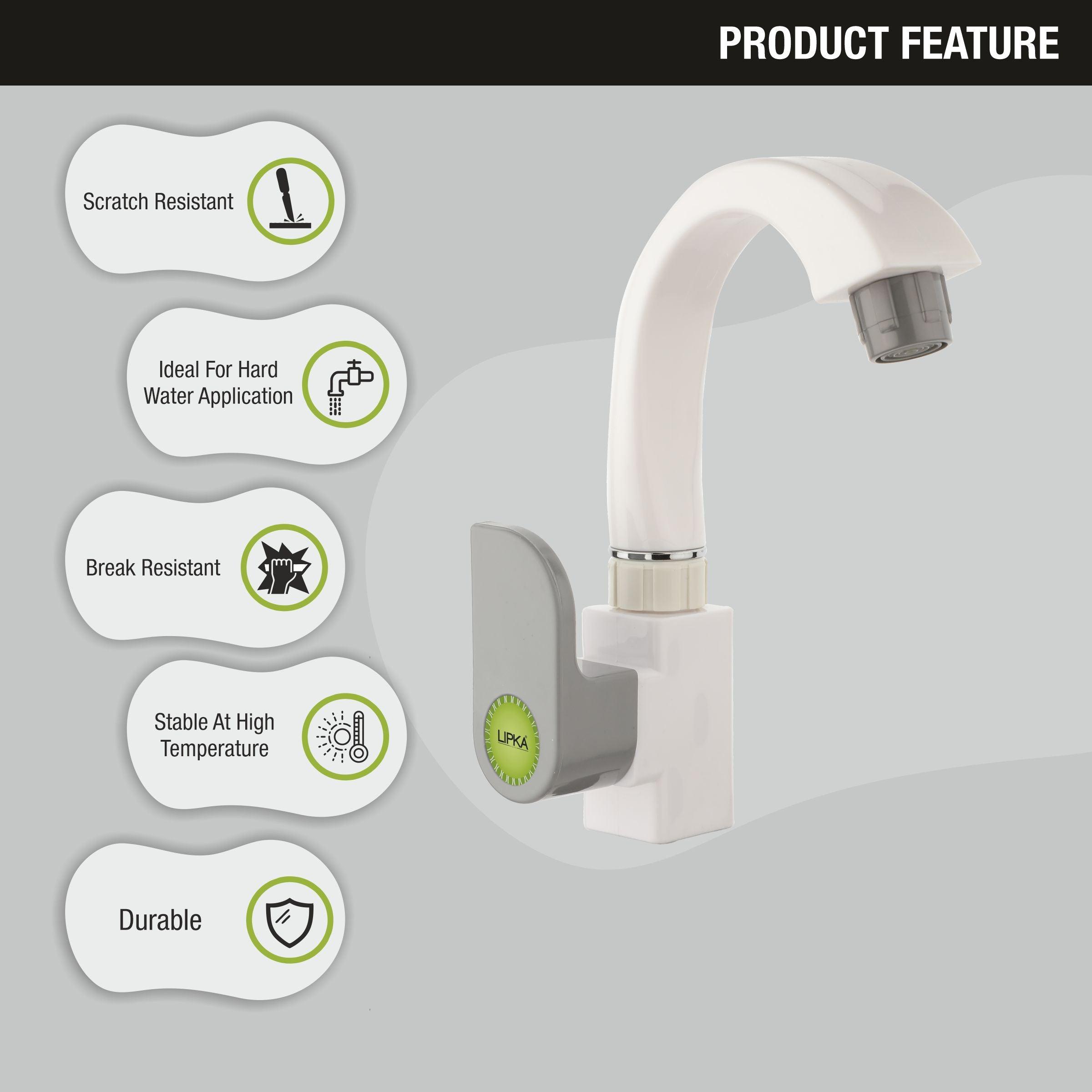 Flora PTMT Swan Neck Faucet features