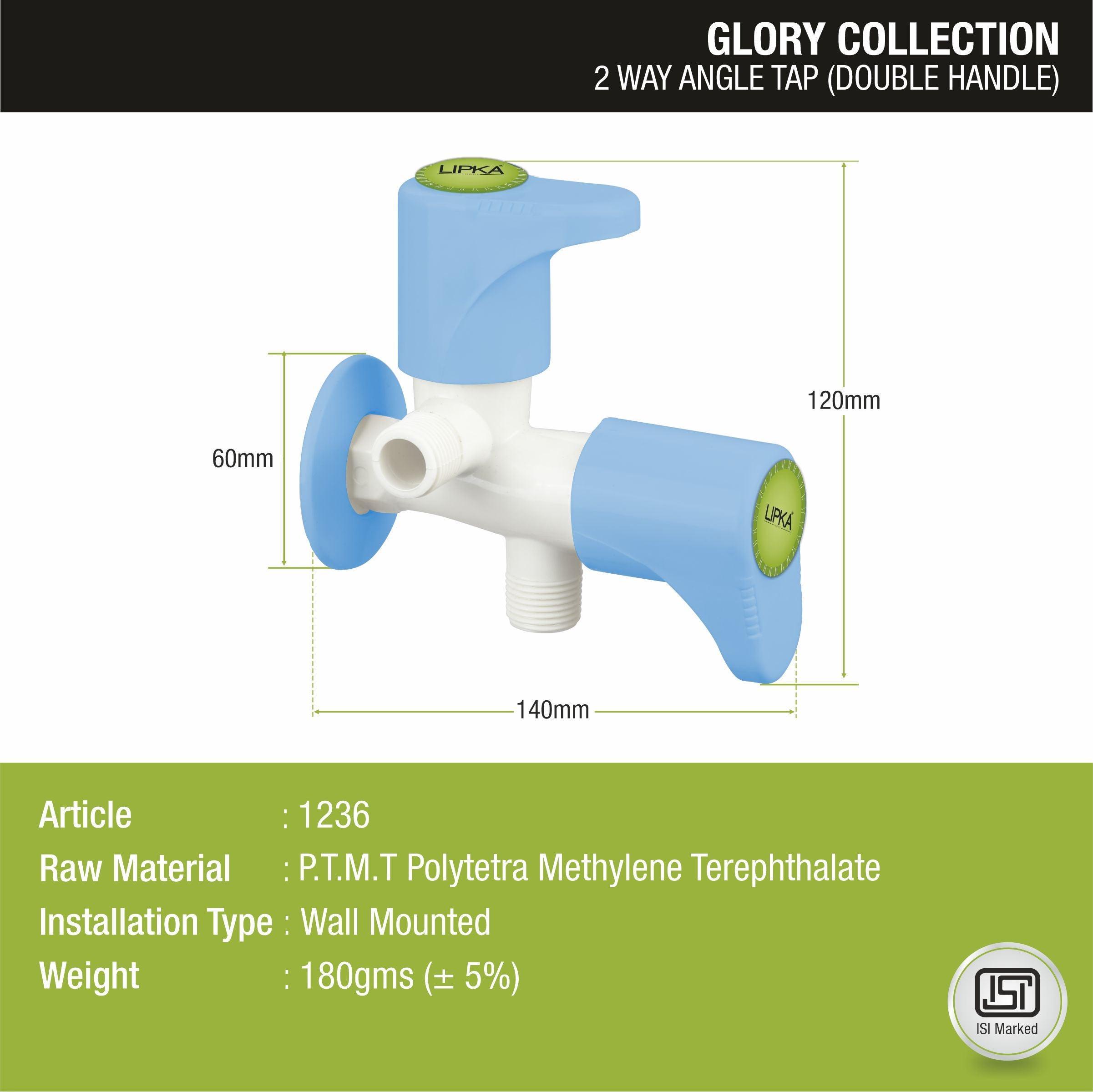 Glory Two Way Angle Valve PTMT Faucet (Double Handle) sizes and dimensions
