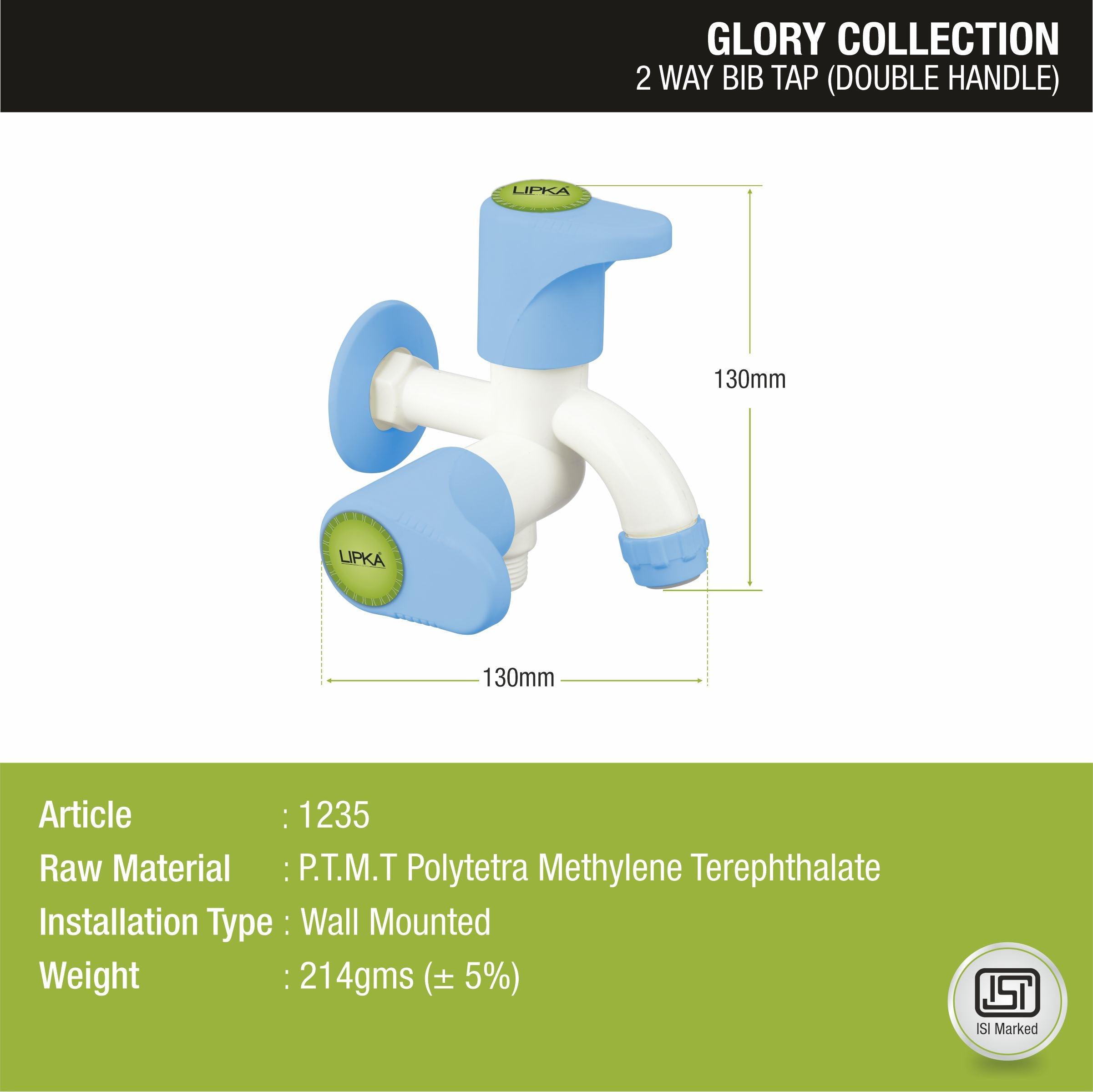 Glory Two Way Bib Tap PTMT Faucet (Double Handle) sizes and dimensions