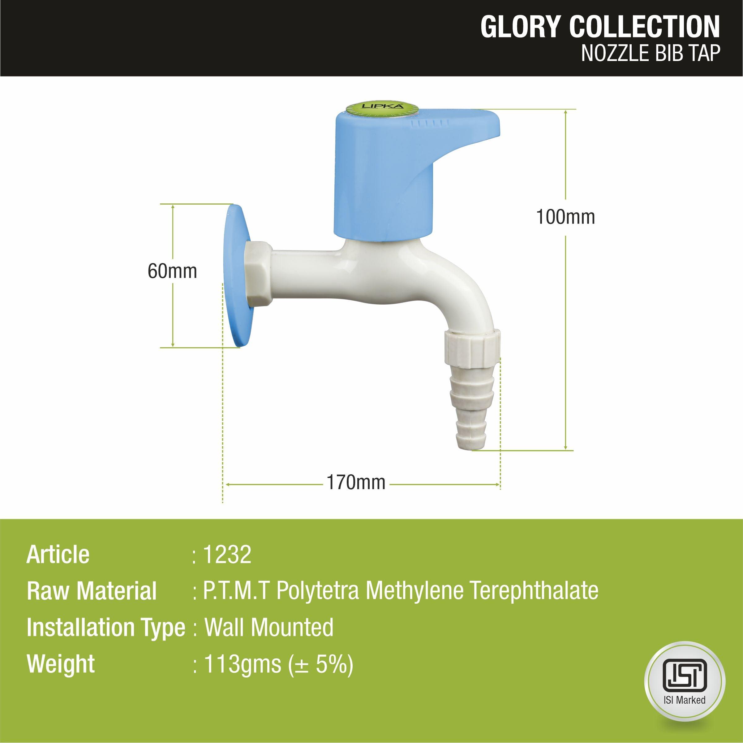 Glory Nozzle Bib Tap PTMT Faucet sizes and dimensions