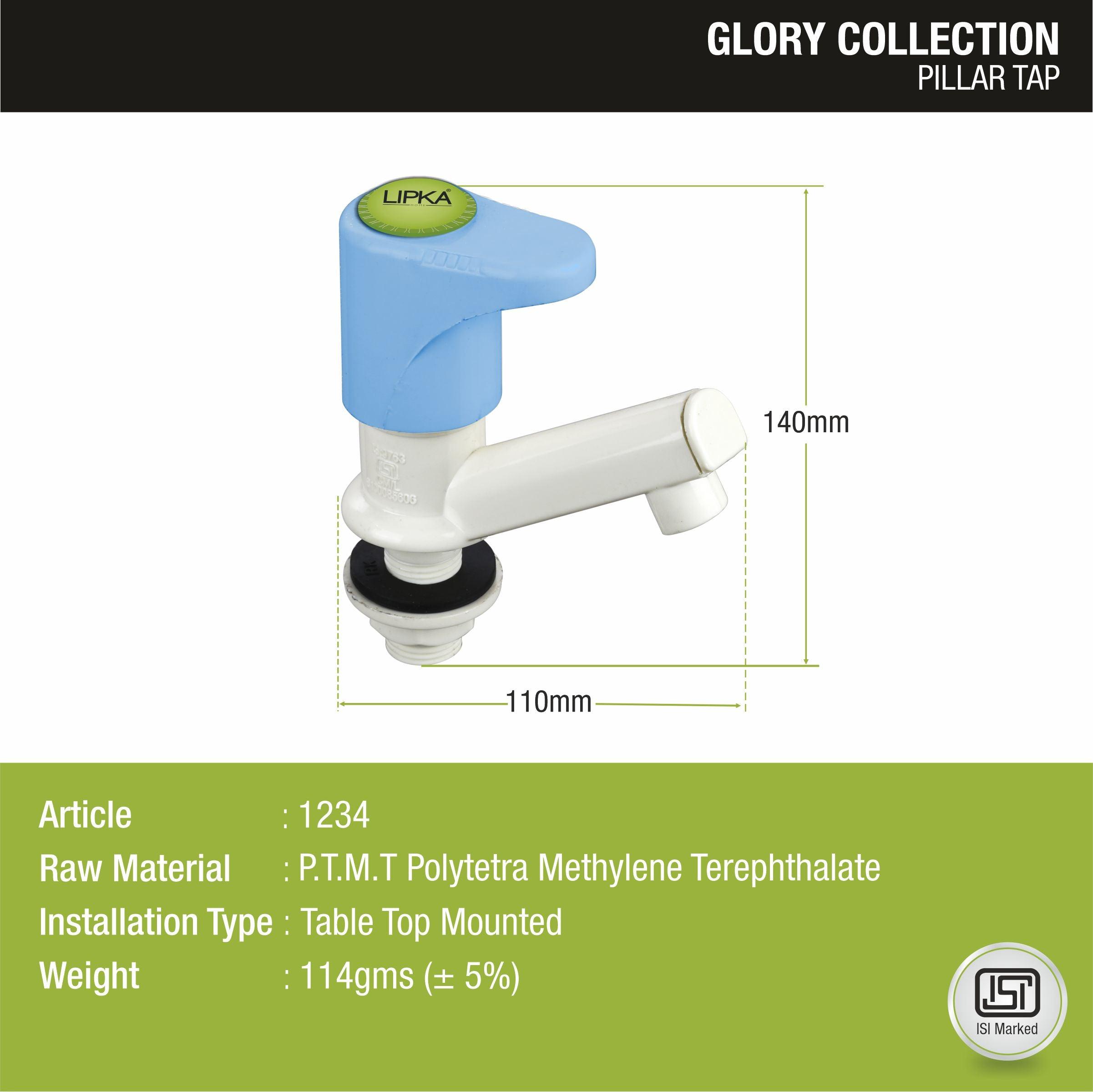 Glory Pillar Tap PTMT Faucet sizes and dimensions