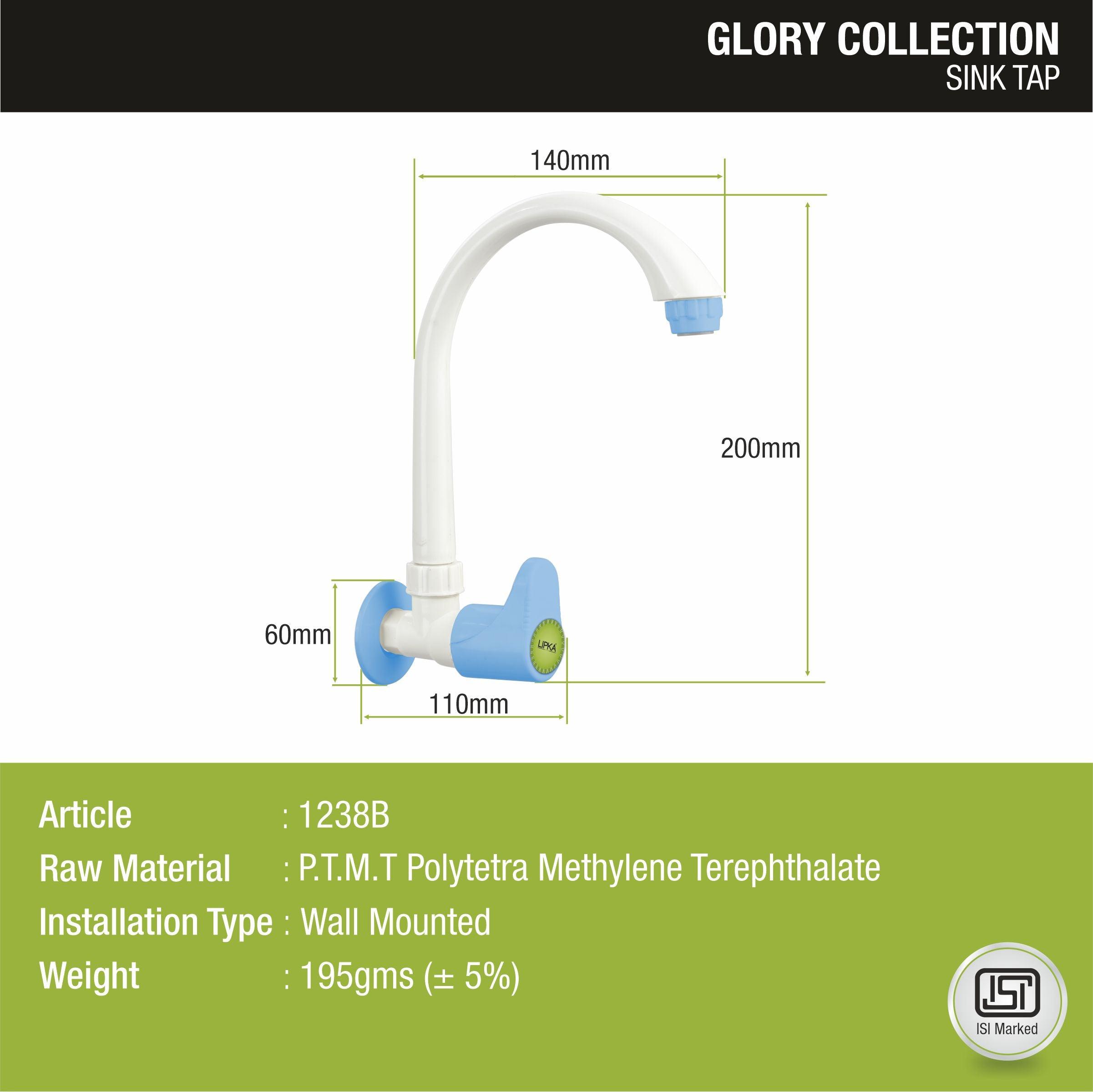 Glory Sink Tap with Swivel Spout PTMT Faucet sizes and dimensions