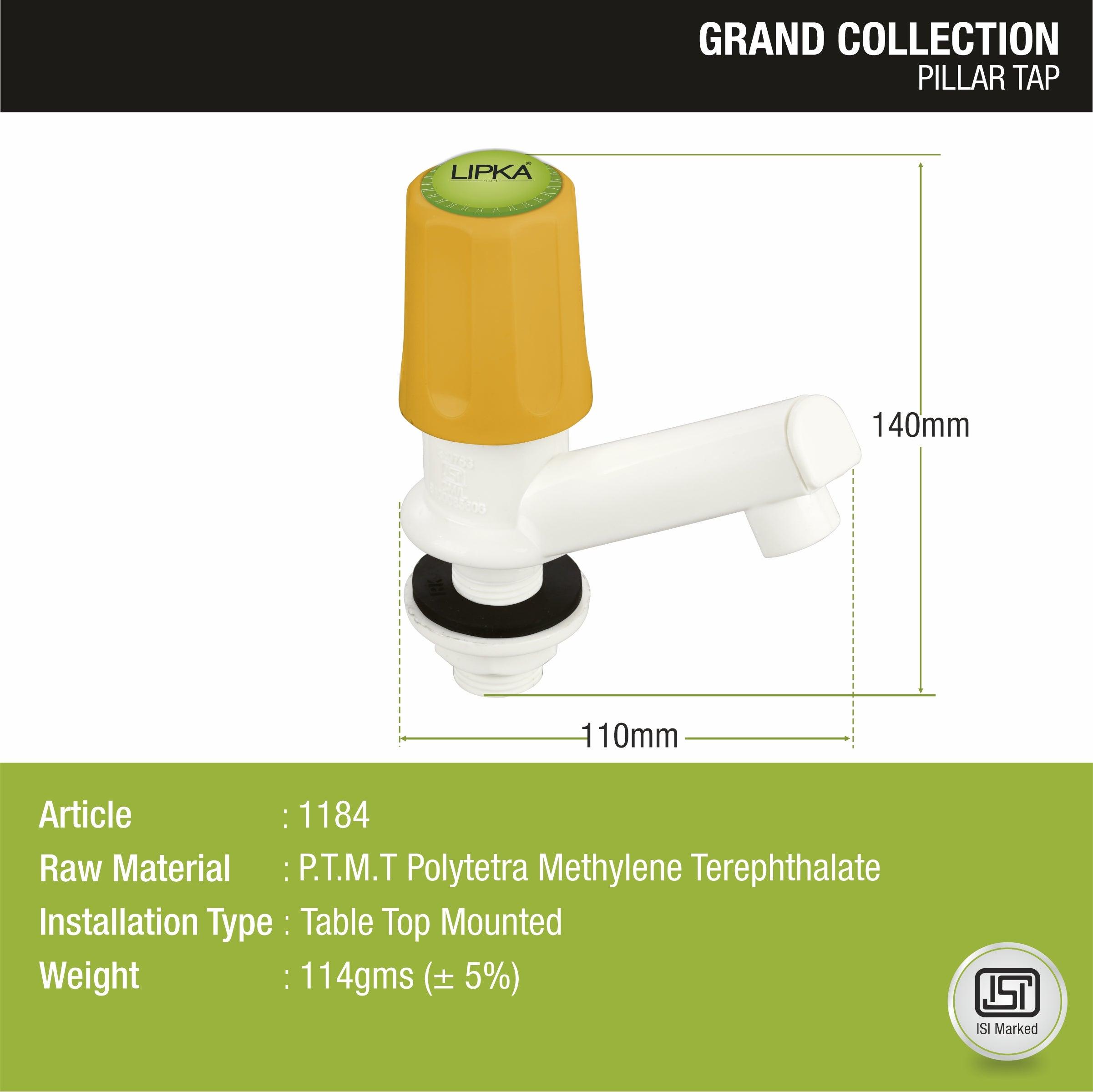 Grand Pillar Tap PTMT Faucet sizes and dimensions