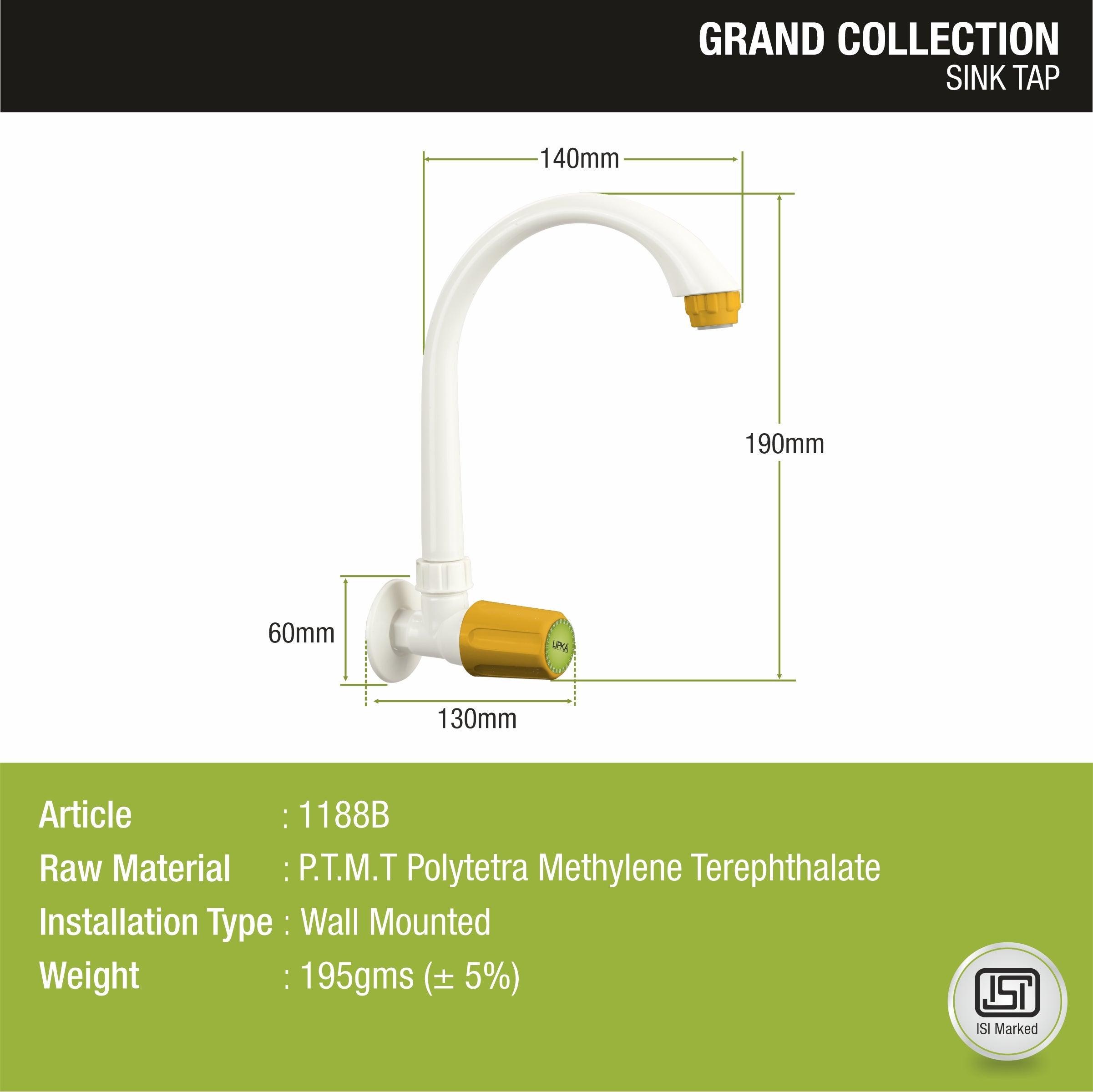 Grand Sink Tap with Swivel Spout PTMT Faucet sizes and dimensions
