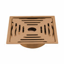 Green Exclusive Square Flat Cut Floor Drain in Antique Copper PVD Coating (6 x 6 Inches) with Hole & Cockroach Trap - LIPKA - Lipka Home