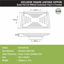 Green Exclusive Square Flat Cut Floor Drain in Antique Copper PVD Coating (6 x 6 Inches) - LIPKA - Lipka Home