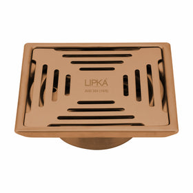 Green Exclusive Square Floor Drain in Antique Copper PVD Coating (5 x 5 Inches) with Cockroach Trap - LIPKA - Lipka Home