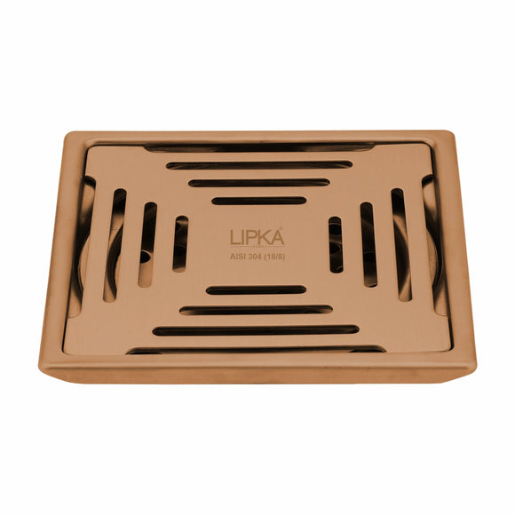 Green Exclusive Square Floor Drain in Antique Copper PVD Coating (5 x 5 Inches) - LIPKA - Lipka Home