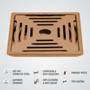 Green Exclusive Square Floor Drain in Antique Copper PVD Coating (6 x 6 Inches) with Hole - LIPKA - Lipka Home