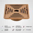 Green Exclusive Square Floor Drain in Antique Copper PVD Coating (6 x 6 Inches) with Hole & Cockroach Trap - LIPKA - Lipka Home