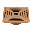 Green Exclusive Square Floor Drain in Antique Copper PVD Coating (6 x 6 Inches) with Hole & Cockroach Trap - LIPKA - Lipka Home