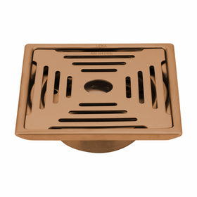 Green Exclusive Square Floor Drain in Antique Copper PVD Coating (6 x 6 Inches) with Hole & Cockroach Trap - LIPKA - Lipka Home