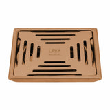 Green Exclusive Square Floor Drain in Antique Copper PVD Coating (6 x 6 Inches)